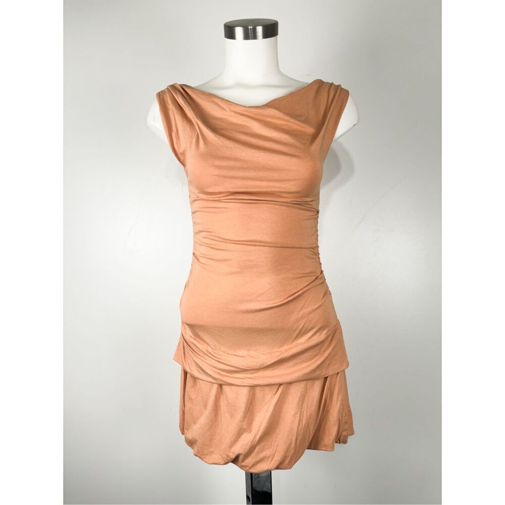 The Open Product Women's Boat Neck Sleeveless Draped Mini Dress Orange Size 1 se